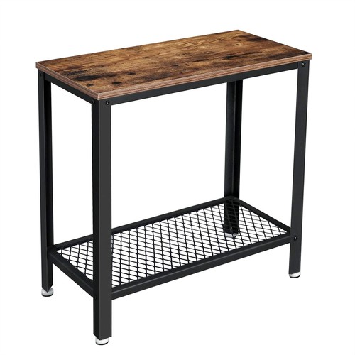 Rustic brown and black bedside - brown,